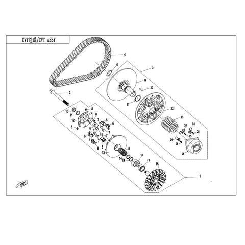 Primary Clutch, Secondary Clutch, Belt for CFMoto 