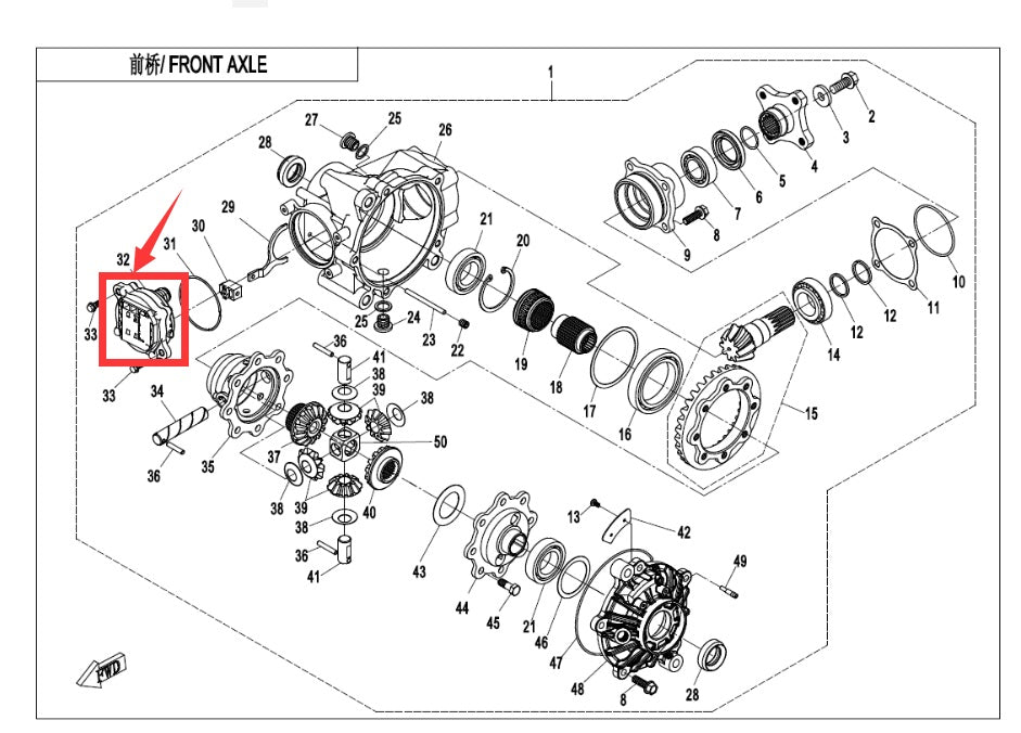 Front Gear Case Motor Assy for CF400 450 520 600 T